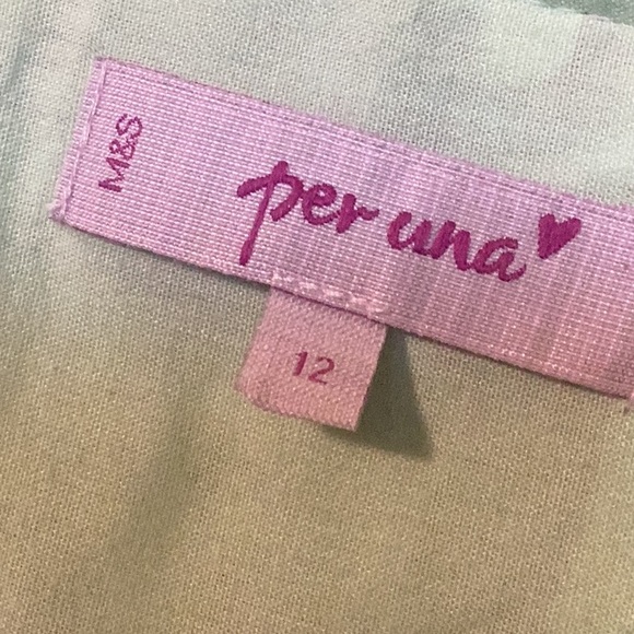 UNA  M&S lined skirt beautiful floral shades of green springtime colors size 12 - Picture 14 of 16